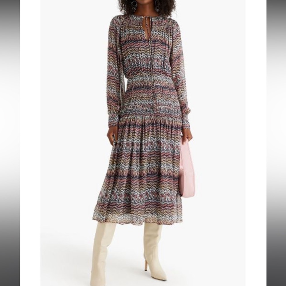 Joie Women's Pink Athal Tiered Printed Silk-georgette Midi Dress - Picture 3 of 5